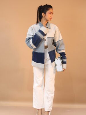 THREE TONE FRAYED DENIM JACKET