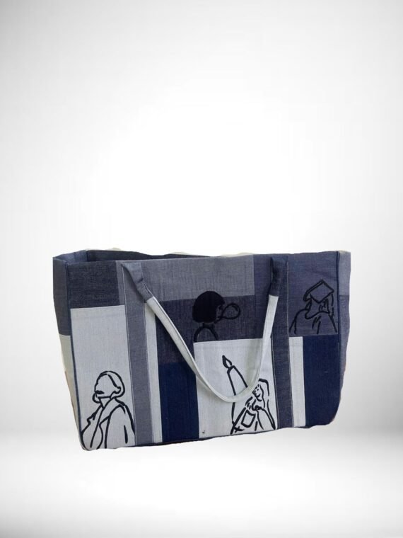 Classic patchwork with doodle tote